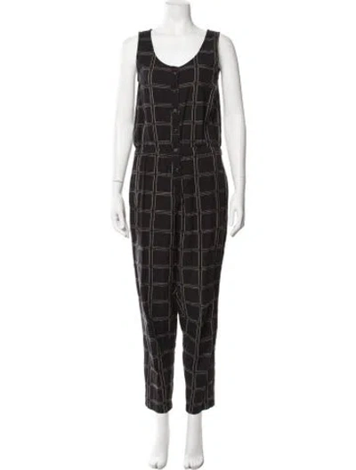 Pre-owned Ace & Jig Plaid Print Scoop Neck Jumpsuit In Black