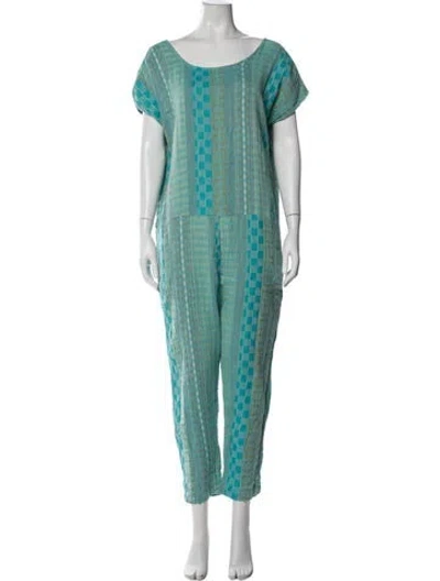 Pre-owned Ace & Jig Plaid Print Scoop Neck Jumpsuit In Blue