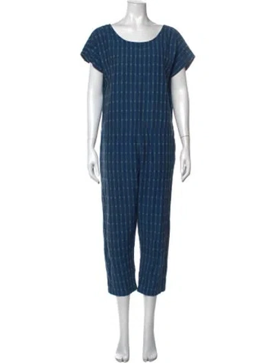Pre-owned Ace & Jig Plaid Print Scoop Neck Jumpsuit In Blue