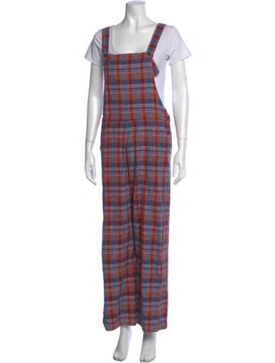 Pre-owned Ace & Jig Plaid Print Scoop Neck Overalls In Pink