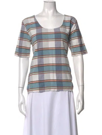 Pre-owned Ace & Jig Plaid Print Scoop Neck Top In Blue
