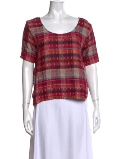 Pre-owned Ace & Jig Plaid Print Scoop Neck Top In Red