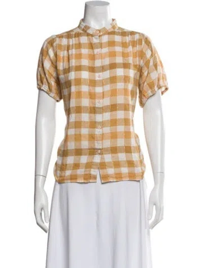 Pre-owned Ace & Jig Plaid Print Short Sleeve Blouse In Multi