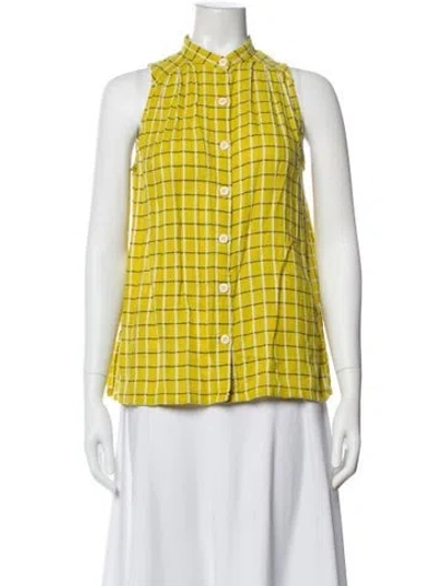 Pre-owned Ace & Jig Plaid Print Sleeveless Top In Yellow
