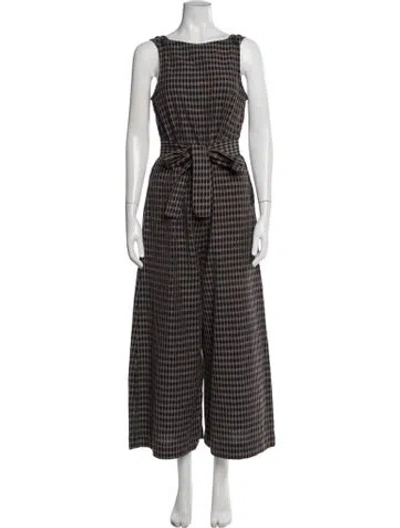 Pre-owned Ace & Jig Plaid Print Square Neckline Jumpsuit In Black