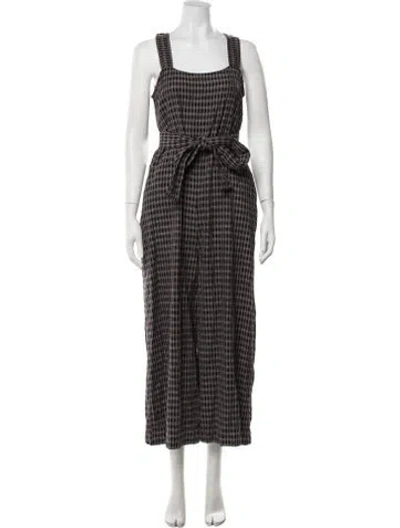 Pre-owned Ace & Jig Plaid Print Square Neckline Jumpsuit In Black