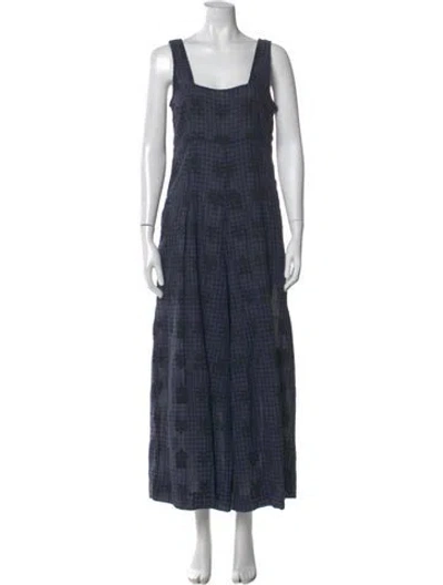 Pre-owned Ace & Jig Plaid Print Square Neckline Jumpsuit In Blue