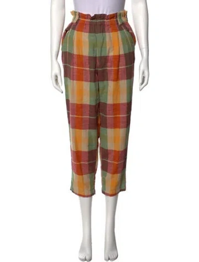 Pre-owned Ace & Jig Plaid Print Straight Leg Pants In Multi