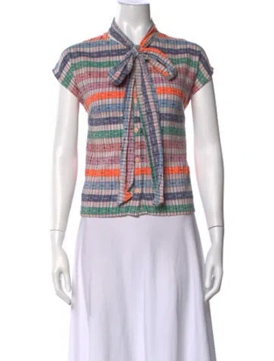 Pre-owned Ace & Jig Plaid Print Tie Neck Top In Pink