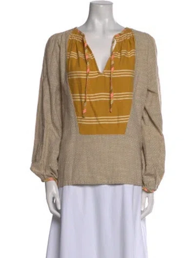 Pre-owned Ace & Jig Plaid Print V-neck Blouse In Neutral