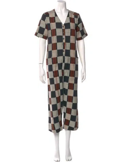 Pre-owned Ace & Jig Plaid Print V-neck Jumpsuit In Multi