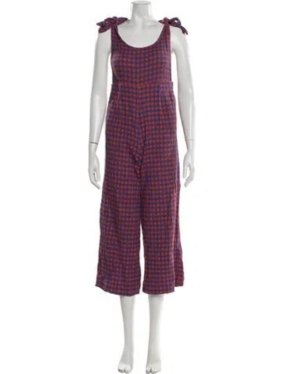 Pre-owned Ace & Jig Plaid Print V-neck Jumpsuit In Multi