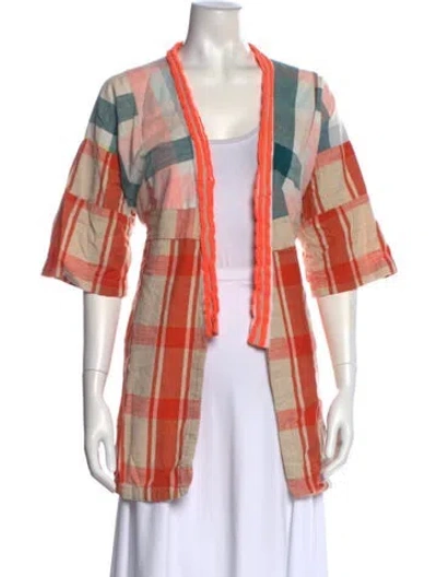 Pre-owned Ace & Jig Plaid Print V-neck Sweater In Neutral