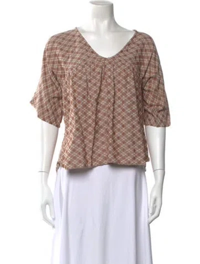 Pre-owned Ace & Jig Plaid Print V-neck Top In Multi