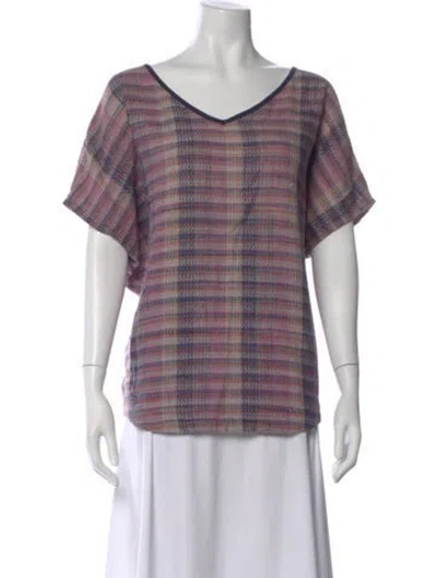 Pre-owned Ace & Jig Plaid Print V-neck Top In Multi