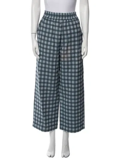 Pre-owned Ace & Jig Plaid Print Wide Leg Pants In Blue