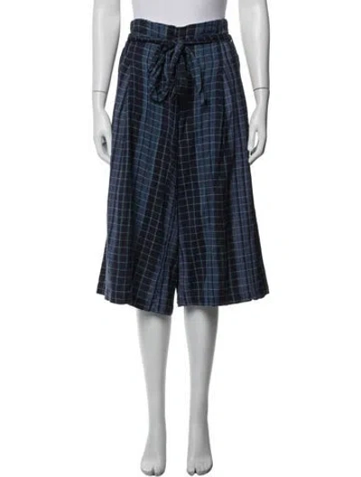 Pre-owned Ace & Jig Plaid Print Wide Leg Pants In Blue
