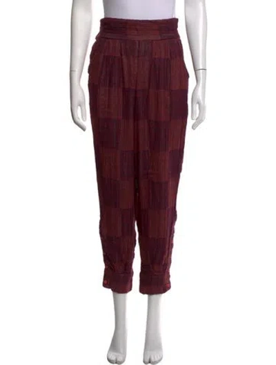 Pre-owned Ace & Jig Plaid Print Wide Leg Pants In Burgundy