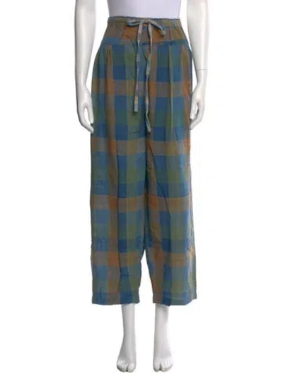 Pre-owned Ace & Jig Plaid Print Wide Leg Pants W/ Tags In Blue