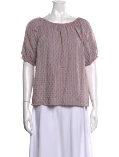 Pre-owned Ace & Jig Polka Dot Print Scoop Neck Top In Grey