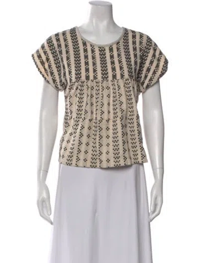 Pre-owned Ace & Jig Printed Bateau Neckline Crop Top