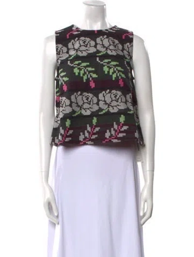 Pre-owned Ace & Jig Printed Crew Neck Crop Top In Black