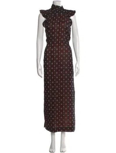 Pre-owned Ace & Jig Printed Long Dress In Brown