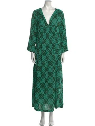 Pre-owned Ace & Jig Printed Long Dress In Green