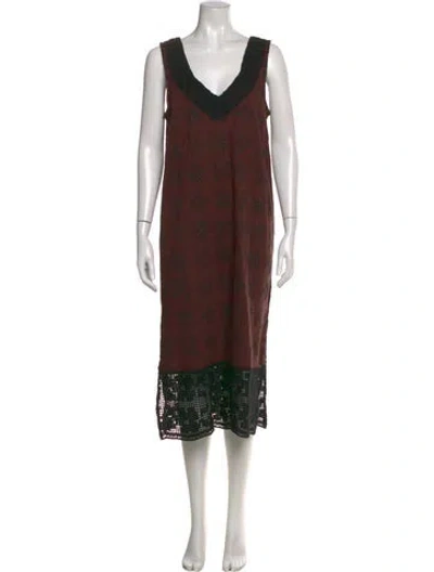 Pre-owned Ace & Jig Printed Midi Length Dress In Brown