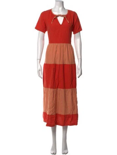 Pre-owned Ace & Jig Printed Midi Length Dress In Orange