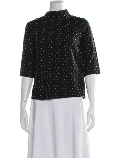 Pre-owned Ace & Jig Printed Mock Neck Top In Black