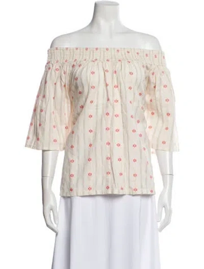 Pre-owned Ace & Jig Printed Off-the-shoulder Blouse In Neutral