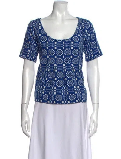 Pre-owned Ace & Jig Printed Scoop Neck Blouse In Blue