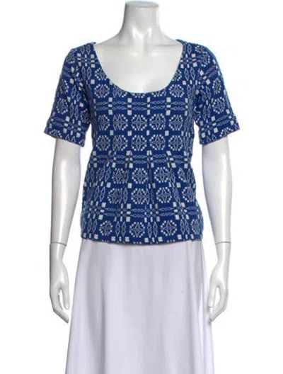 Pre-owned Ace & Jig Printed Scoop Neck Blouse In Blue