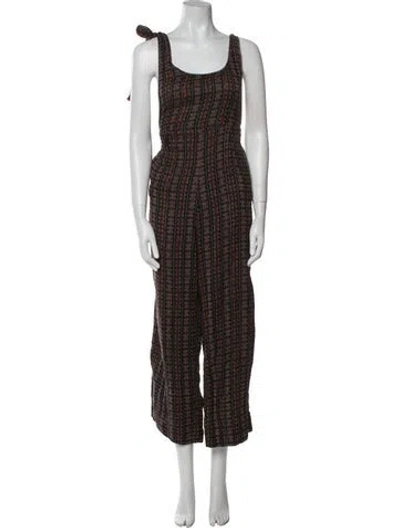 Pre-owned Ace & Jig Printed Scoop Neck Jumpsuit In Black