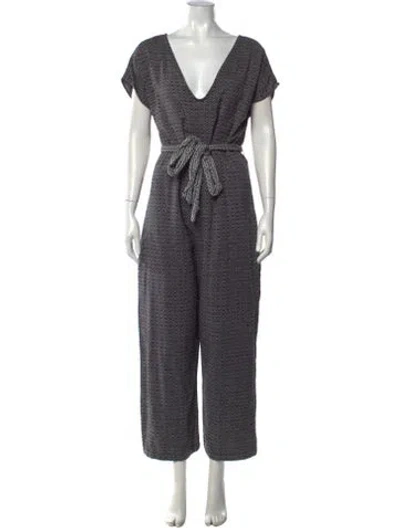 Pre-owned Ace & Jig Printed Scoop Neck Jumpsuit In Black