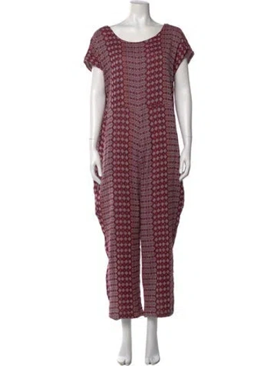 Pre-owned Ace & Jig Printed Scoop Neck Jumpsuit In Red