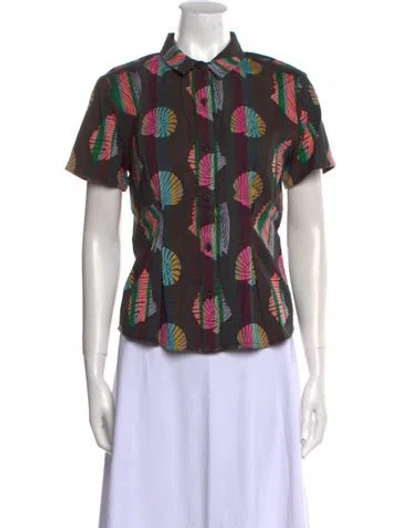 Pre-owned Ace & Jig Printed Short Sleeve Button-up Top W/ Tags In Multi