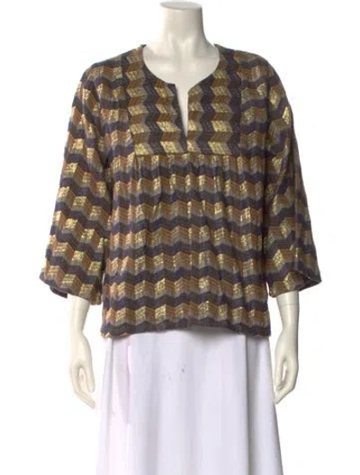Pre-owned Ace & Jig Printed V-neck Blouse In Multi