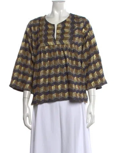 Pre-owned Ace & Jig Printed V-neck Blouse In Neutrals