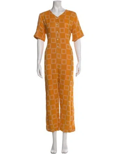 Pre-owned Ace & Jig Printed V-neck Jumpsuit In Yellow