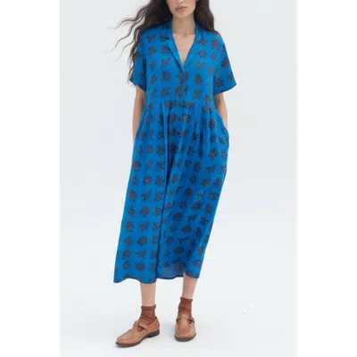Ace & Jig Sabine Button Front Collared Midi Dress In Blue