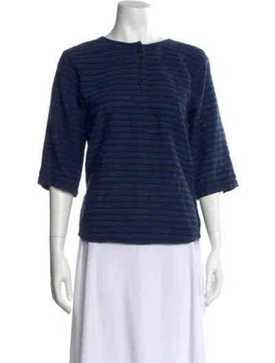 Pre-owned Ace & Jig Striped Bateau Neckline Top In Blue