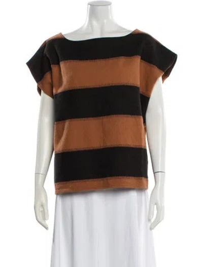 Pre-owned Ace & Jig Striped Bateau Neckline Top In Brown