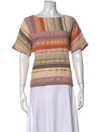 Pre-owned Ace & Jig Striped Bateau Neckline Top In Orange
