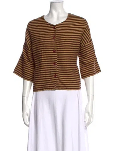 Pre-owned Ace & Jig Striped Crew Neck Button-up Top In Multicolor