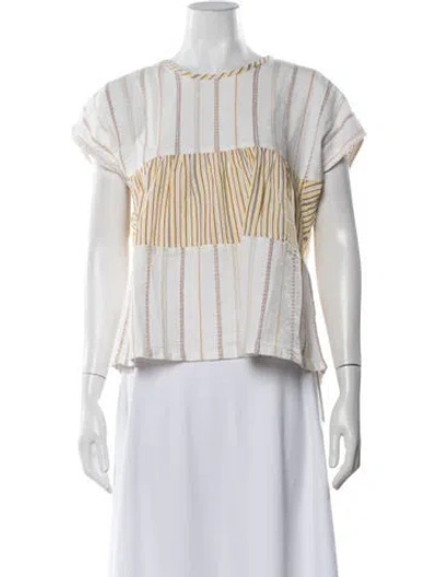 Pre-owned Ace & Jig Striped Crew Neck Top In White