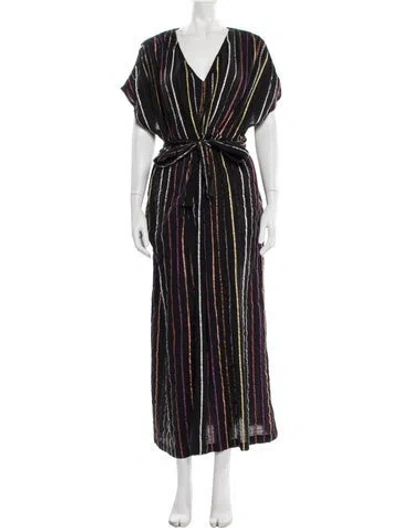 Pre-owned Ace & Jig Striped Long Dress In Black/metallic