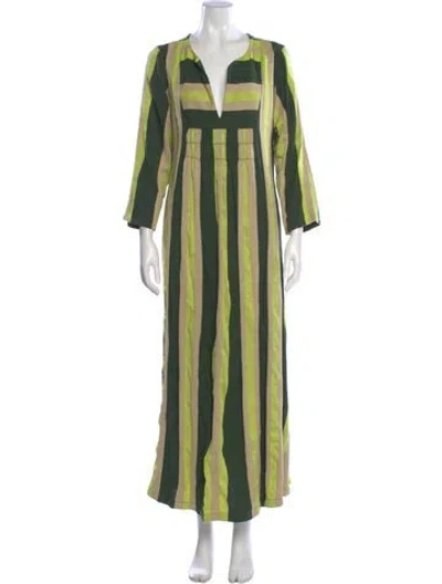 Pre-owned Ace & Jig Striped Long Dress In Green