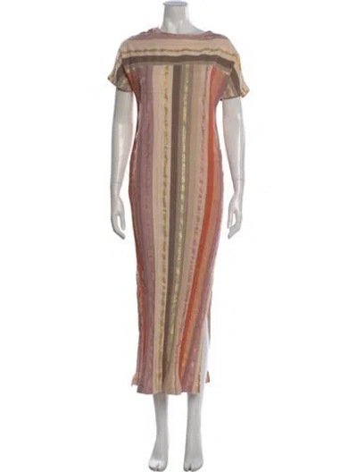 Pre-owned Ace & Jig Striped Long Dress In Neutral